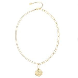 Dainty Moon Star Necklace, Gold Medallion Coin, Gold Oval/Rolo Chain Necklace